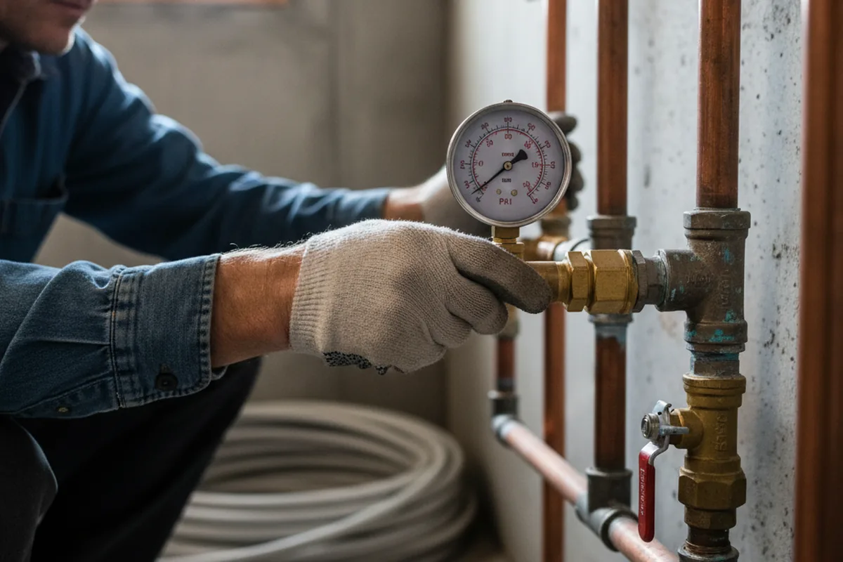 Pressure testing a repaired line during Water Line Repair in Council
